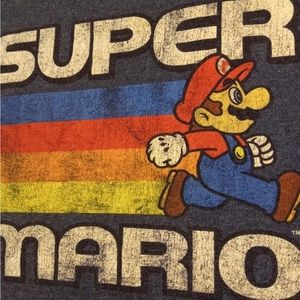 Super Mario Blue Heathered Medium Men's T-Shirt